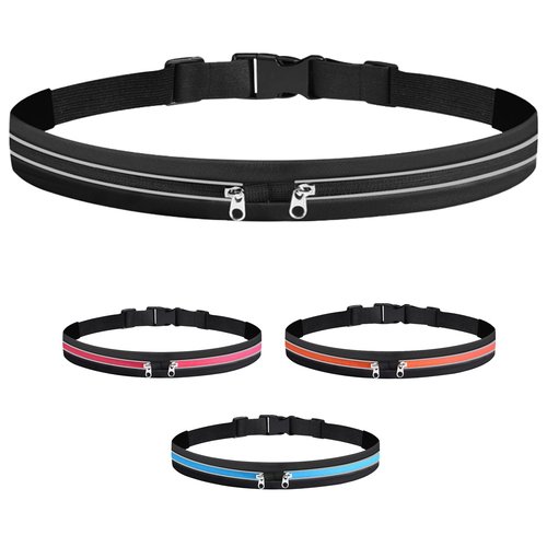 JUMAHE Slim Running Belts for Women Men - Running Phone Holder Fanny Pack for Key, Accessories Fits ALL Cell Phones, Black